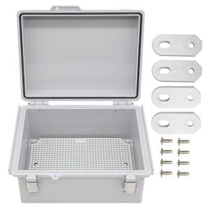 Electrical Junction Box with Mounting Plate, Hinged Cover Stainless Steel Buckles, IP67 Outdoor Project Box Weatherproof DIY Electrical Enclosure 8.66.74.3 inch (220170110mm)