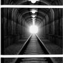 Nachic Wall Black and White Tunnel Wall Art Train Track Canvas Prints Industrial Railway Decor for Living Room Bedroom Office, Small