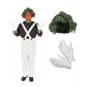 fun shack Mens Chocolate Factory Worker Costume, Chocolate Factory Costume, Candy Costume Adult Men, Movie Character Costumes, L,  