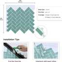 CRE8TIVE 4 Sheets Aqua Green Peel and Stick Backsplash Herringbone Peel and Stick Tile for Kitchen Backsplash Stick on Tile 12"x12" Waterproof Light Green Wall Tile for Bathroom Living Room Fireplace