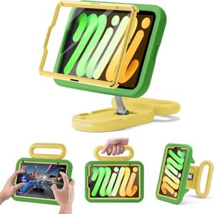 Kids Case for iPad mini 7 (A17 Pro) 2024 / iPad mini 6 2021, Adjustable Portrait/Landscape Stand, Drop Proof Handle Kickstand, Child Friendly with Screen Protector for iPad mini7th/6 8.3 inch(Green)