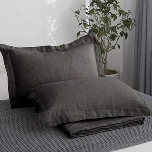 Simple&Opulence 100% Linen Pillow Case King Size Set of 2, Dark Grey Pillow Covers with Overlap Closure, Luxury Breathable Pillowcases Protectors Suitable for All-Season (20" X 36", Dark Grey)