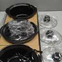 Triple Slow Cooker, 31.5 QT Buffet Servers and Warmers, 3 Pots Buffet Slow Cooker Adjustable Temp Lid Rests Stainless Steel Black, 4.5 Quarts