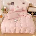 Kimko Pink Buffalo Plaid Duvet Cover Set,Grid Checkered Bedding Set with Zipper Closure,Gentle,Soft,Home Cozy and Breathable 3Pcs:1 Duvet Cover+2 Pillowcase (# 011, Full-71''X87'')