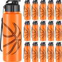 Olgaa 16 Pcs Basketball Water Bottle Bulk 20 oz Basketball Reusable Water Drink Bottles Sports Accessories for Party Favor Players Lovers Team Gifts