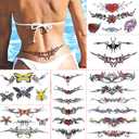 8 Sheets Belly Tattoos Stickers Temporary Fun Waist Cover Scar Female Tattoo Waterproof for Female Women and Girls (Colorful)