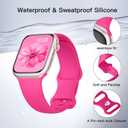 4 x Patented Sport Silicone Band Compatible with Apple Watch Bands 40mm 38mm 41mm 42mm 44mm 45mm 46mm 49mm Women Men, Soft Waterproof Sport Strap for iWatch Bands Series 11 10 9 8 7 6 5 4 3 2 1 SE Ultra (Hot Pink)