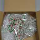 Christmas Star Tree Topper 8.3" Red Green Berries Decor 3D Star Treetop LED Lights Battery Powered Xmas Tree Ornament for Christmas Party Indoor Outdoor Home Decoration