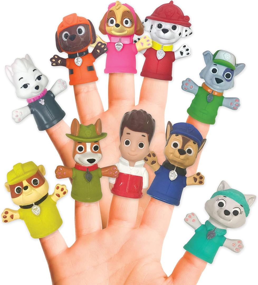 Ginsey Nickelodeon PAW Patrol 10 Piece Finger Puppet - Party Favors, Educational, Bath, Floating Pool, Beach Toys, Story Time, Playtime