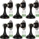 SHUESS 6 Pack Black Magnetic Door Stopper Heavy Duty Magnetic Door Holder, Stainless Steel Magnetic Door Stop with Adhesive Tape, Screws for Stronger Wall & Floor Mount, Keep Door Open