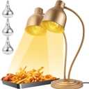 Food Heat Lamp, Heating Lamp with Flexible Arm, 250W Bulb x 3-5000 Hours Rated, Commercial Food Warmers for Buffet, Parties, Fast Food, (Brass)