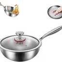 Toutrop Titanium Hammered Pan Pro with Lid, Durable Scratch-Resistant Titanium Frying Pans for Cooking Non Stick, Even Heating for Cooking, Nutritious Pan for Cooking