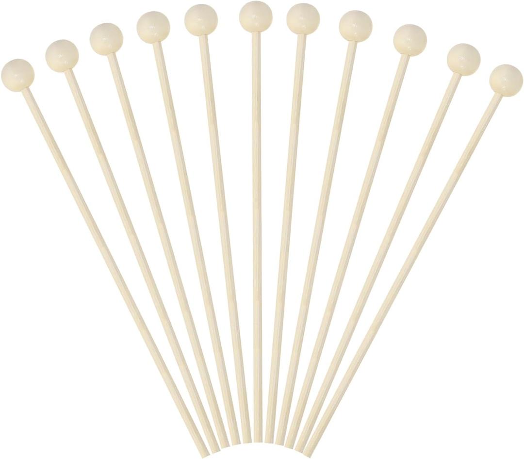 Rock Candy Sticks with Ball Penta Angel 50Pcs 6Inch Wooden Cake Pop Treat Sucker Swizzle Stirrer Sticks for Christmas Birthday Party Chocolate Cake Topper Decoration (Natural Wood, 15cm)