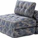 Folding Sofa Bed, Convertible Sleeper Chair, Floor Couch for Adults with Back Support and Pillow, Comfy Floor Sofa Lounge for Small Spaces, Blue and Gray Striped