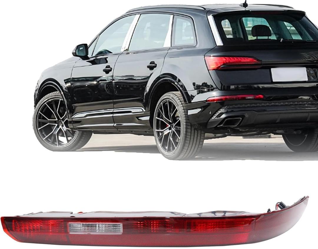 4M0945095 Left Rear Bumper Reflector Tail Light Fog Lamp w/Bulbs Compatible with Audi Q7 2016-2022 Left Driver Side Taillight Assembly Fog Lamp