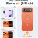 Yriklso 3 in 1 Strong Magnetic Case for iPhone Air,1X Screen Protector +1X Camera Lens, Protective Shockproof Cover,Phone Case for iPhone Air 6.5" Matte Orange