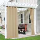 RYB HOME 2 Panels Outdoor Curtains for Patio - Waterproof Blackout Curtains & Drapes Windproof UV Protection for Porch Gazebo Pergola Living Room, 52 inches Wide by 84 inches Long, Biscotti Beige