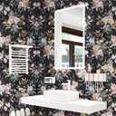Abyssaly Floral Peel and Stick Wallpaper Dark Wildwood Stick on Wallpaper Vinyl Self Adhesive Removable Vintage Contact Paper Waterproof Wallpapers for Bedroom Bathroom Drawer Decor 17.3" x 118" (Black Pink White)