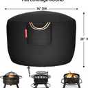 [2026 Upgraded Fabric] Fire Pit Cover Round for 33''-36''D Fire Pit, Heavy Duty Waterproof Patio Fire Bowl /Table Cover with Air Vent, Handle & Tightening Drawstring, 36"Dia x 20"H -Black