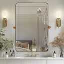 MOON MIRROR Brushed Gold Rectangle Pivot Mirror for Bathroom, Brass Pivoting Vanity，Overall 24.33 x 30 in (Mirror 20x 30 in)