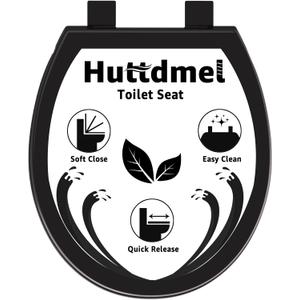 Toilet Seat Round 16.5 Inch with Quick Release-Quick Connect. White Round Toilet Seat with Soft Close. PP Material Safe, Easy Clean and Install, Sturdy Accessories Never Loosen,2 Years Support, Black