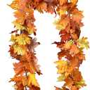 Lvydec 2 Pack Maple Leaves Fall Garland Clearance - 5.9ft/Strand Artificial Fall Foliage Garland Colorful Autumn Leaves Decoration for Home Wedding Party Halloween Thanksgiving (Yellow Orange and Red)