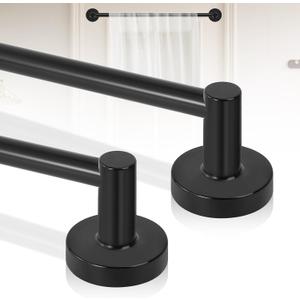 HTZON 2Pack Black Magnetic Curtain Rod, Magnetic Curtain Rod for Door, Adjustable Magnetic Towel Bar, Magnetic Curtain Rods for Metal Doors 16-28 Inch, Tool-Free Magnetic Rod with Leather Protective Cover