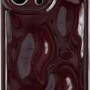 Caseative for iPhone 13 Pro Case,Water Ripple Wave Meteorite Bubble Chrome Plating Soft Phone Case (Wine Red)