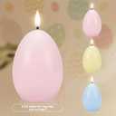 Baquler 3 Pcs Pastel Easter Egg Flameless Candles, Battery Operated LED Candle Light with Remote Real Wax Egg Shaped Candle Gift Set for Easter Spring Home Decor, No Batteries Included