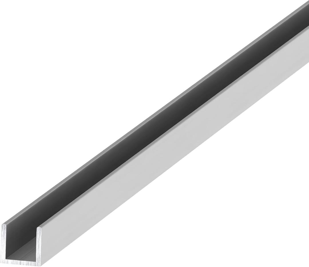 Brixwell Fixed Panel Deep U-Channel, Brite Anodized Finish for 1/2" Glass, 3/4" Height, 43/64" Width, 95" Length, Extruded Aluminum Frame, Frameless Shower U Channel, Aluminum U Channel