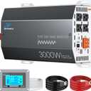 3000 Watts Pure Sine Wave Inverter 12V DC to 110V/120V AC Converter, 6000W Peak, LCD Remote Control, 4 AC Outlets, USB & Type-C  for RV, Truck, Off-Grid Solar System, Emergency Power