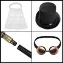 Suhine 6 Pcs Steampunk Halloween Costume Men Steampunk Boot Spats Vest Hat Cane Goggles Renaissance Medieval Accessories (Small)