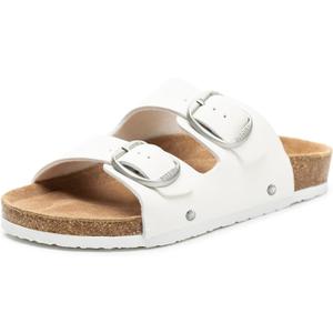 FITORY Womens Flat Sandals with Cork Footbed, Open Toe Arch Support Slides Adjustable Slip On Slippers for Summer 2026 Size 6-11