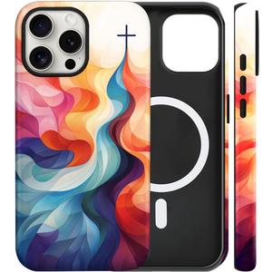 Magnetic for iPhone 14 Pro Case Christian Cross Phone Case, Rainbow