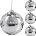 Hiboom 4 Pcs Christmas Ball Ornaments Plastic 6 Inch Christmas Tree Decoration Balls Large Xmas Decorative Hanging Ornament for Home Outdoor Outside Holiday Lawn Yard Party Supplies(Silver)