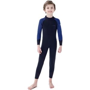 Dark Lightning 3/2mm Kids Wetsuit for Boys and Girls, Neoprene Thermal Swimsuit, Toddler/Junior/Youth One Piece Wet Suits for Scuba Diving (XX-Large, Full-Blue)