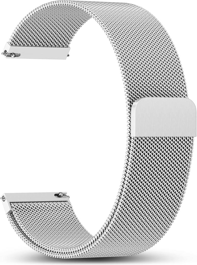 GEAK 18mm 20mm 22mm Metal Watch Band Compatible with Garmin Vivoactive 5 Watch Bands, Vivoactive 6/3/Venu 3S/2S, Quick Release Stainless Steel Milanese Loop Mesh Strap for Venu 3/Venu 2 Men Women (Silver)