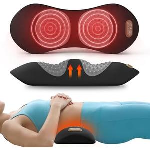 Etatsen 3-in-1 Back Massager with Heat, Vibration & Traction, Triple Fusion Back Massager for Bed and Chair, Electric Lumbar Support Pillow for Lower Back Comfort and Spine Support