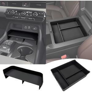 2PCS Center Console Organizer for 2023-2026 Honda Pilot & 2026 Passport Armrest Insert Secondary Storage Box Divider for 23-26 Pilot/26 Passport Accessories(Console Tray+Armrest Organizer)
