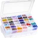 2 Pack 36 Grids Clear Plastic Organizer Box with Adjustable Dividers, Small Craft Organizers and Storage, Compartment Container for Bead, Nail, Jewelry, Art, DIY Crafts, Fishing Tackle, Small Items