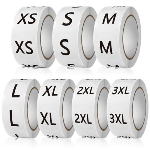 Clothing Size Stickers Labels 1 Inch Round Self Adhesive XS-3XL 7 Sizes for Apparel T Shirts Trousers Skirt Retail 3500pcs