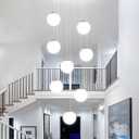 Globe Chandelier Modern Bubble Chandelier for High Ceiling Glod Chandeliers
8 Light,Max Height 118inch,White Glass,Dimmable,Color Temperature 2700-6000K,Adjustable Height