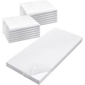VitalCozy 12 Pcs Daycare Cot Sheets for Sleeping Bulk 48 x 24 Inch Standard Size Preschool Soft Breathable Nap Rest Mat Crib Sheet for Kids Baby Boys Girls (White)