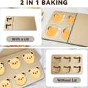 6 Cavity English Muffin Pans, Bear-Shaped Donut Mold Cake Pan, Straight Side English Muffin Cupcake Pan with Lid, Non-Stick Madeleine Doughnut Pans for Bear Cake Decoration