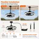 20'' Outdoor Ceiling Fan with Light, IP65 Waterproof Gazebo Fan, Plug-in Hanging Fan Remote & App Control, 4500LM 3CCT Dimmable LED, 6-Speed Quiet DC Motor, Bladeless Patio Pergola Porch Fan