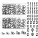 Poen 50 Pcs Egg Sinkers Fishing Sinkers Kit Removable Oval Shape for Drop Bass Worm Bullet Tackle Casting Saltwater Freshwater Fishing (1/8oz,1/4oz,3/8oz,1/2oz,1oz)