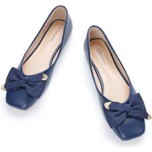 C.Paravano Ballet Flats | Flat Shoes Women | Square Toe Flats | Dress Shoes for Women (11.5, Navy)