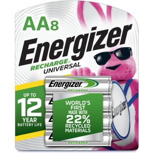 Energizer Recharge Universal Rechargeable AA Batteries (8 Pack), Double A Rechargeable Batteries