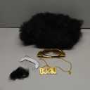 Men's Afro Wig Set for 70s Disco Party, 5pcs (Wig+ Glasses+ Necklace+ Mustache+ Wig Cap) 70s Outfits Costume for Cosplay Halloween Christmas Party (Black, Black+Accessories)