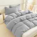 Twin Size 2-Piece Duvet Cover Set - Ultra Soft Brushed Washed Microfiber Bedding - 1 Comforter Cover & 1 Pillow Shams (Comforter Not Included) (Twin (66" x 90"), Light Gray)